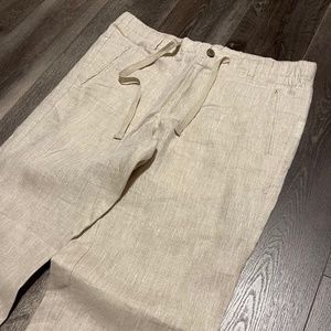 Tasso Elba Linen Drawstring Pants M Stone